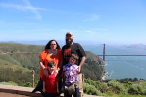 Family photo in front of the Golden Gate Bridge.